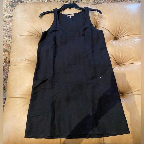 Lilla P Linen Blend A-Line Black Sleeveless Dress XS Black - Picture 4 of 9